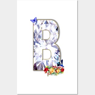 Name Initial Letter B and Fairy Wren Bird Posters and Art